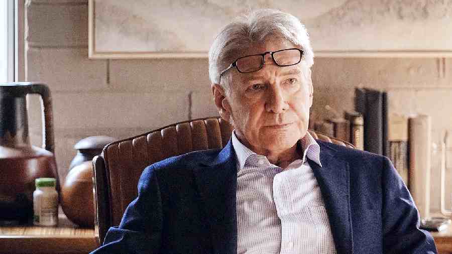 Harrison Ford is one of the stars of Shrinking, an Apple TV+ series Goldstein helped create. “It’s a year later and I still go, ‘Bloody hell, that’s Harrison Ford,’” Goldstein said