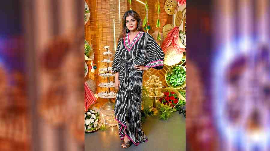 Arunima Ghosh looked pretty in a Jyotee Khaitan draped kaftan outfit