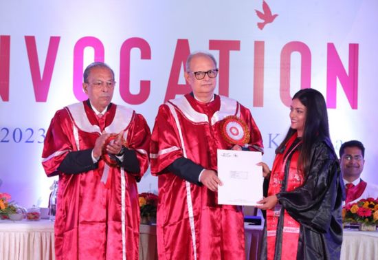 Mr. Subir Chakraborty and Prof. R. C. Bhattacharya handed over the Certificate of Merit to those meritorious students who have topped their class in their respective areas of specialization.