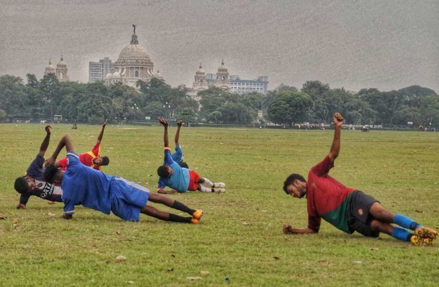  Players during a practice session at Maidan on Wednesday afternoon  