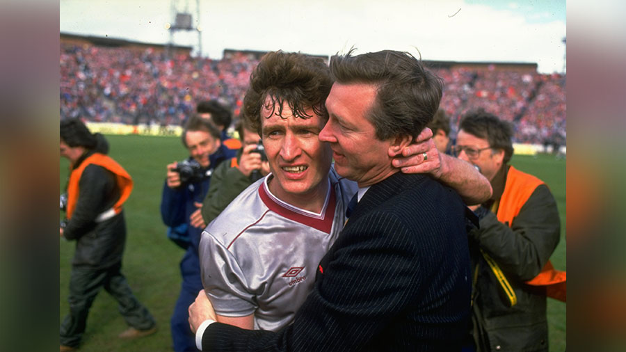 Alex Ferguson after Aberdeen’s 3-0 win in the 1986 Scottish Cup Final