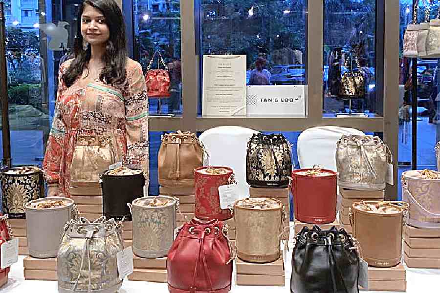 Rukmini Guha with her creations of The Potli Project collection