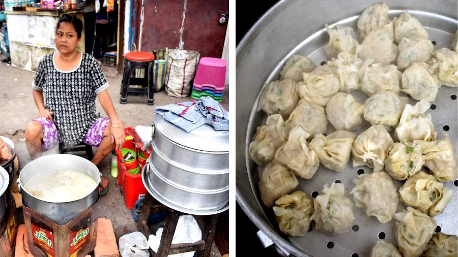 Bobby Young’s stall and (right) their shumai 