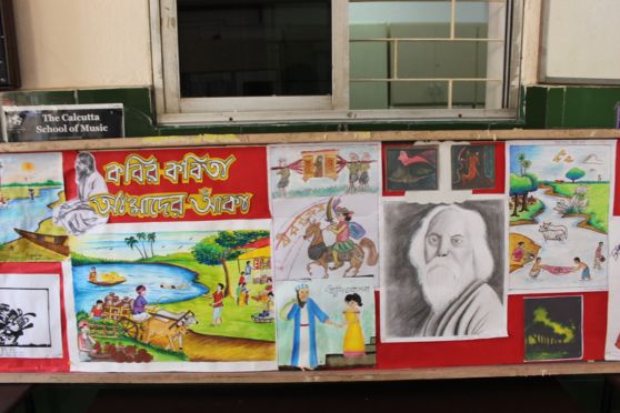 Display of different poems of Rabindranath Tagore sketched by the students of Loreto Day School, Bowbazar
