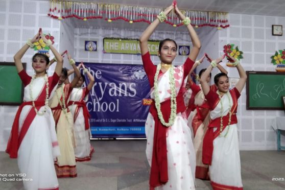 Rabindra Jayanti Celebration at The Aryans School.  Students from classes 5 to 12 took part in the celebration. 
