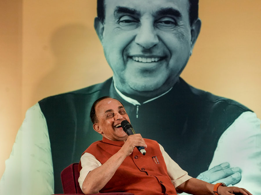 Economist and senior BJP leader Subramanian Swamy during an interactive session organised by the Federation of Indian Chambers of Commerce & Industry (FICCI) in Kolkata on Tuesday 