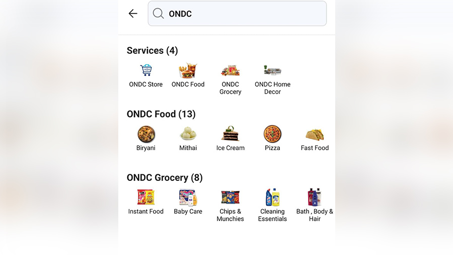 ONDC options on Paytm app