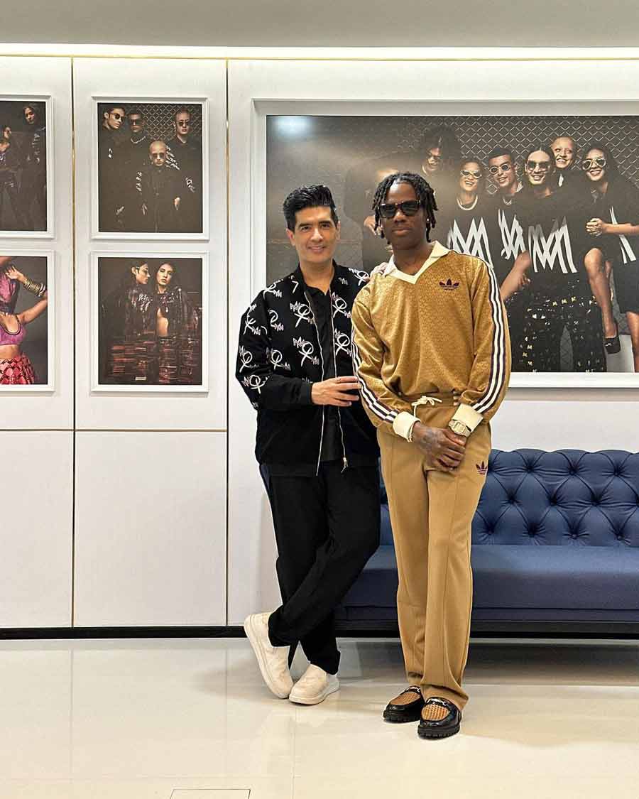 Rema met designer Manish Malhotra and shared several pictures of the two posing together.