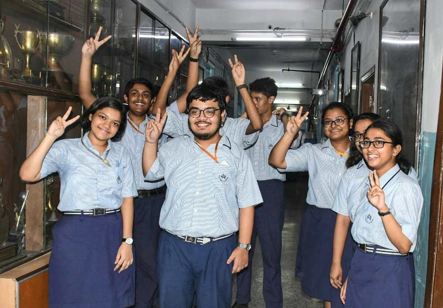 South Point students celebrate their success after the Central Board of Secondary Education on Friday declared results for the Class 12 Board Exam. The pass percentage this year is 87.33 per cent. The result has been posted on the official websites: cbseresults.nic.in and cbse.gov.in  