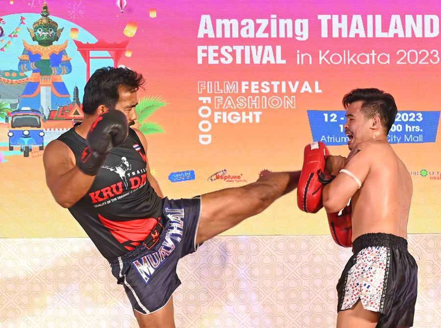 A live demonstration of Muay Thai or Thai boxing sent an adrenaline rush among the viewers. The experts even invited visitors to try their hands (read elbows, knees, and luck) in the sport