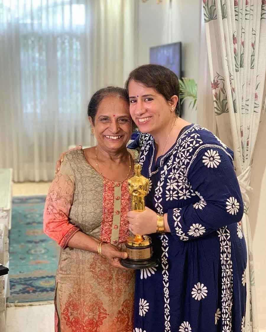 Guneet Monga Kapoor shared a photo of her posing with her mother-in-law Sudesh Rani Kapoor and wrote, “I’ve learnt the joy of celebrating little things with her.”