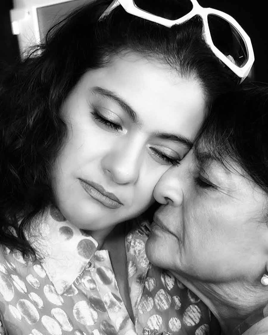 Kajol shared a monochrome photo of her and her mother Tanuja with the caption,“Thank you for loving me enough to brave society and all its norms and fighting to bring me up the way you did. You made me in every way possible.” 