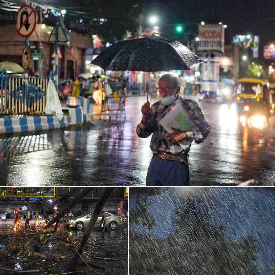 A thunderstorm and a smart shower brought a  much-needed relief to the sizzling weather conditions in Kolkata on Monday evening. Earlier, the Indian Meteorological Department (IMD) had predicted thunderstorms with lightning along with gusty wind due to the presence of an upper air trough from Bihar to Odisha and strong moisture incursion from the Bay of Bengal