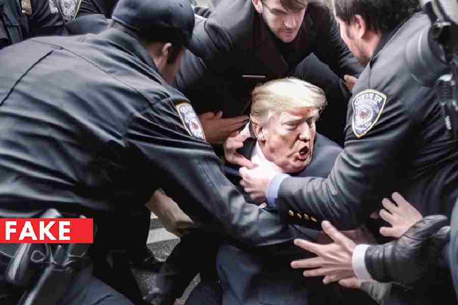 An AI-generated image of former US president Donald Trump getting arrested