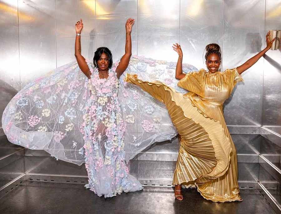 Motsi Mabuse caught eyes with a flower-studded gown on the red carpet, while Oti Mabuse donned a golden bodycon gown.