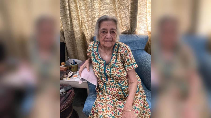 Aditi Mukerjea, 102, at her Kolkata home