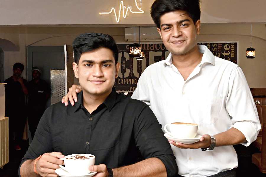 The young co-owners Aryan Sinha (left) and Aman Sinha are in their 20s and running an F&amp;B business successfully. They said: “Calcutta thrives on the rich culture of food and joy. We wanted to create a space that resonates with the youth and the location of the cafe helps us achieve that. At The Coffee Shop, everything is made fresh. We wanted to take familiar flavours and present it in a new way that’s quick and easy on the pocket but doesn’t compromise on freshness and quality. A good mix of classic favourites, comfort food and new creations has been kept on the menu. The Coffee Shop aims at offering a unique and first-of-its-kind experience in terms of music, food and atmosphere to our customers and to establish our presence in other parts of Calcutta in future.”