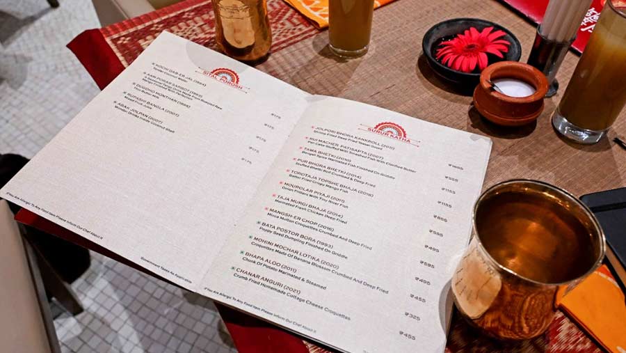 ‘Aaheli has always been a reflection of Bengal’s culture — from the [tableware] to the traditional food that is served,’ said Sarkar. The fine-diner has also started serving alcohol from this month