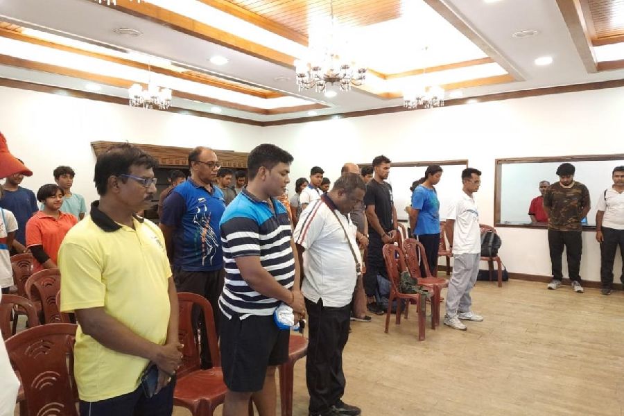 The meeting organised at Lake Club on Sunday morning in memory of Pushan Sadhukhan and Souradeep Chatterjee, rowers who drowned at the Sarobar on May 21,  last year during a nor'wester