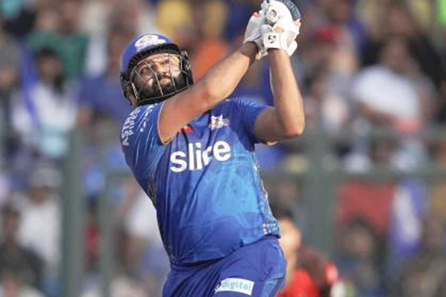 Rohit Sharma during his knock of 56 off 37 balls against the Sunrisers Hyderabad on Sunday.