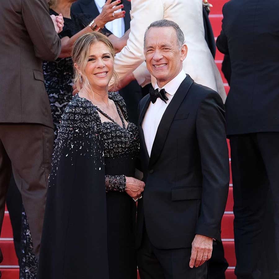 (L-R) Rita Wilson and Tom Hanks light up the red carpet together. The film is set to release in theatres June 23 onwards. 