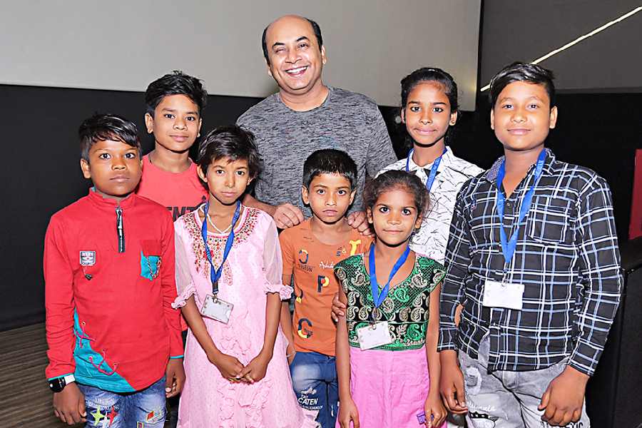 Anirban with the kids