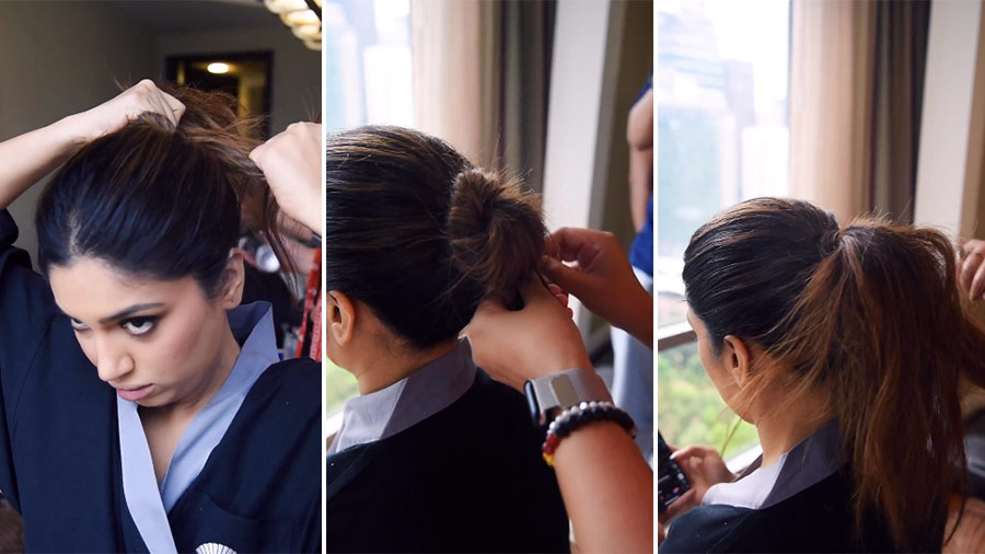 Instagram Reel of Bollywood Actress Bhumi Pednekar on High Bun Hairstyle