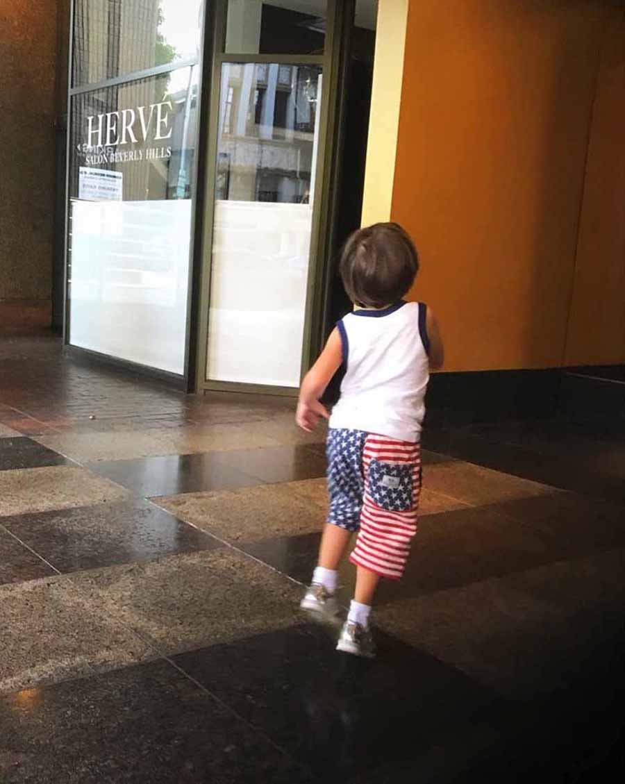 Shah Rukh captured AbRam running around the house like any kid and posted the photo on social media.  “Cause when the feelin’s right I’m gonna run all night, I’m gonna run to you…,” wrote the doting dad.