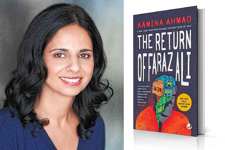(L-R) Aamina Ahmad; Ahmad’s debut novel The Return of Faraz Ali