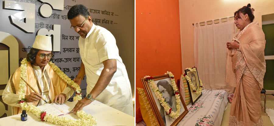 Nazrul cell was inaugurated by Kolkata Mayor Firhad Hakim on Friday at the Alipore Museum on the occasion of Kazi Nazrul Islam’s 124th birth anniversary. In another function, granddaughter of Kazi Nazrul Islam and daughter of Kazi Sabyasachi, Mistee Kazi, paid tributes to her father and grandfather at the last residence of the poet before he left for Bangladesh  