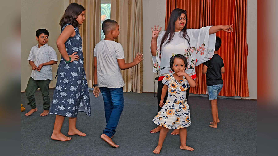 Abanti Chakraborty holds the drama session for the young ones
