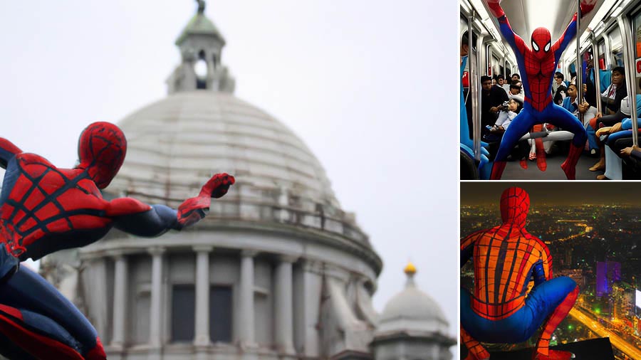 A few AI generated images of Spider-Man in Kolkata