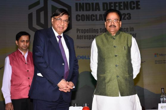 Dr. Ashok K.Chauhan, Founder President, Amity Educational and Research Establishments with Mr Ajay Bhatt, Minister of State for Defence and Tourism, Govt of India.