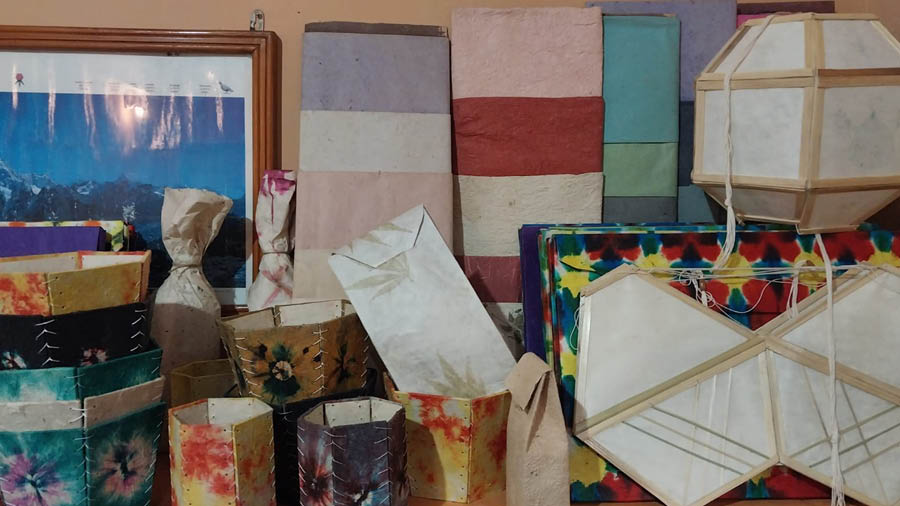 Items made of handmade paper at the factory