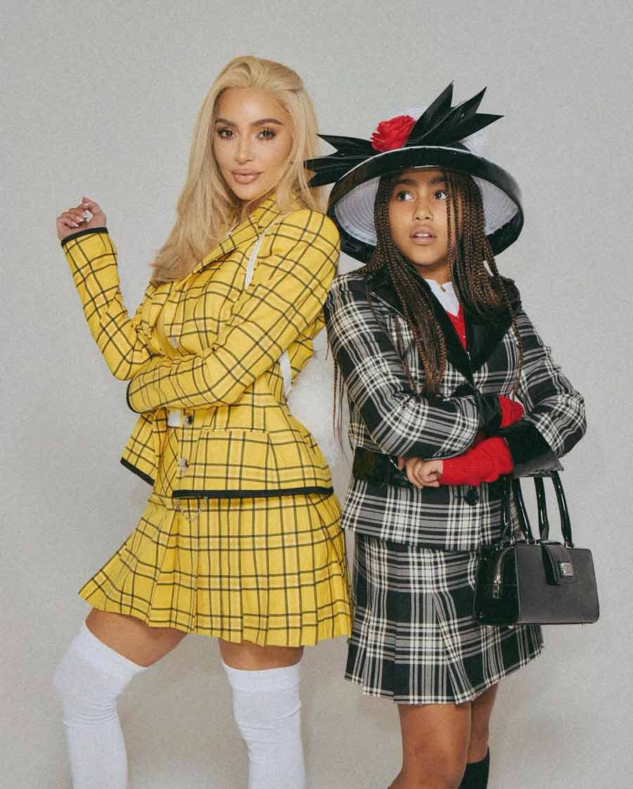 Kim Kardashian transformed into Cher Horowitz, while her daughter North West dressed up as Dionne Davenport — both characters from the 1995 film Clueless starring Paul Rudd and Alicia Silverstone. 