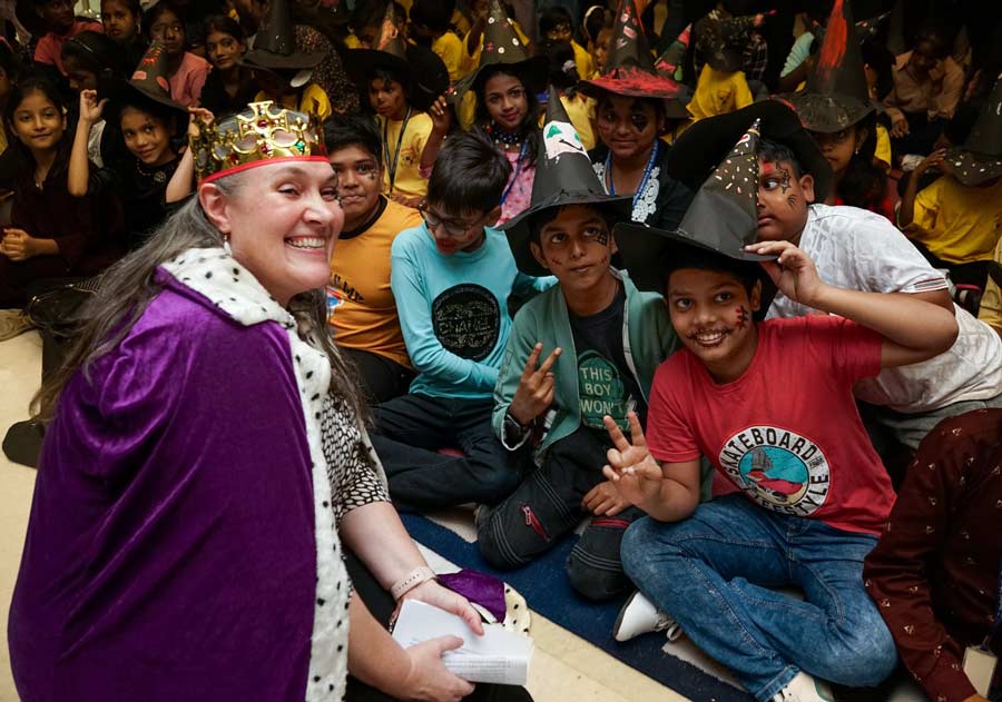 American Center director Elizabeth Lee welcomed the children and US consul-general in Kolkata Melinda Pavek (in picture) also spent time with the children and shared her Halloween experience