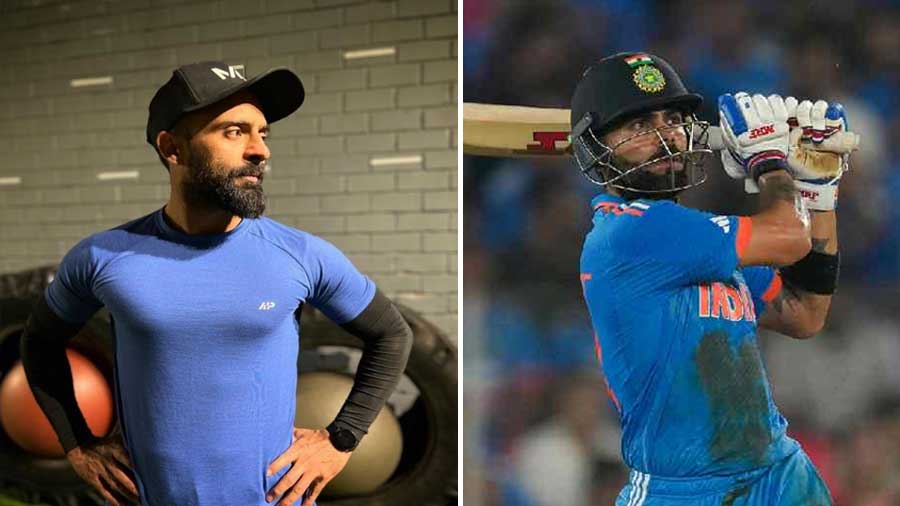 Ankit Kaliyar (left) has been working as a strength and conditioning coach with the BCCI since 2016, which has included working with Virat Kohli