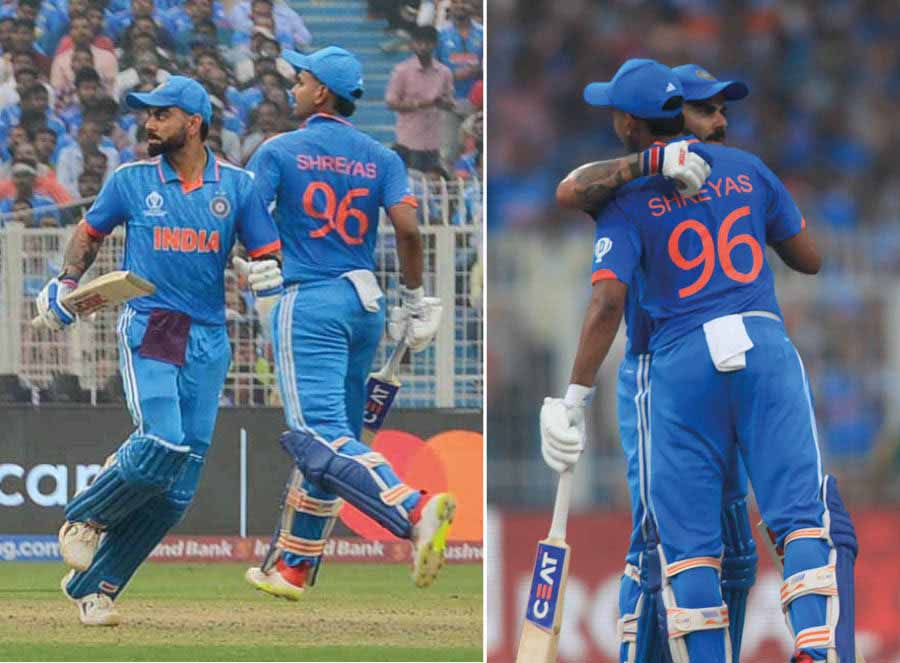 Virat Kohli and Shreyas Iyer put up a useful partnership for India after Rohit Sharma’s dismissal. Shreyas had the Eden crowd up on its feet with his 77 off 87 balls, that included seven 4s and two 6s