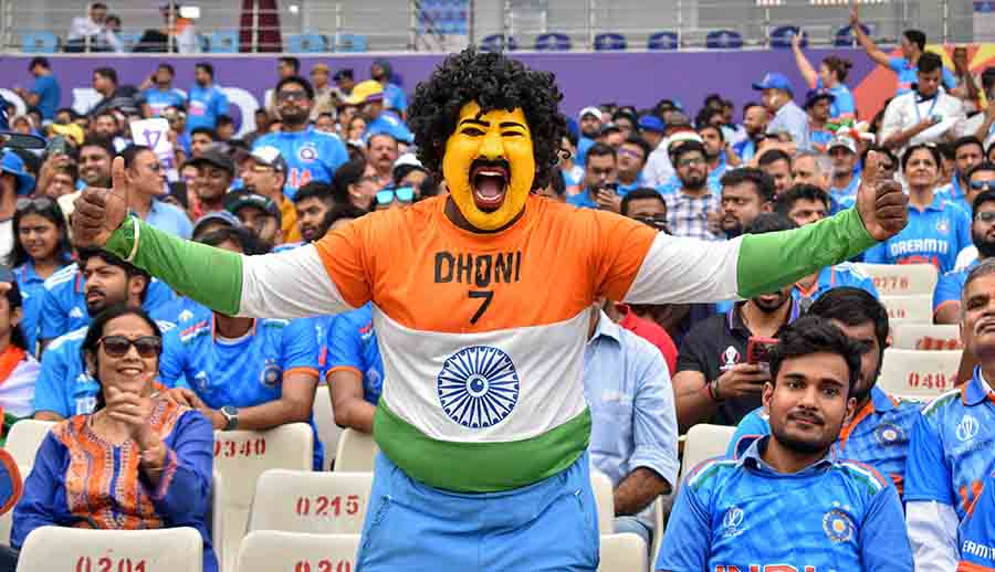 A Dhoni fan cheers for Rohit Sharma and his boys as they took on South Africa