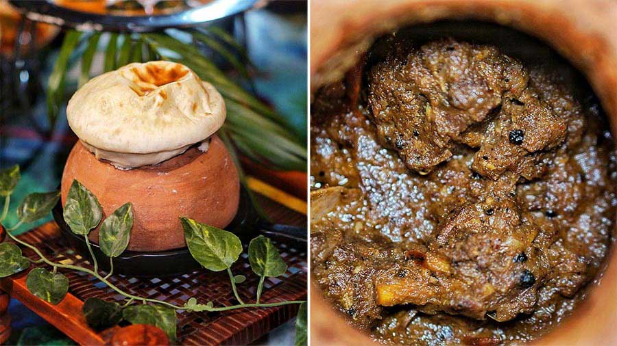 The popular, oven-baked Champaran Matka Gosht