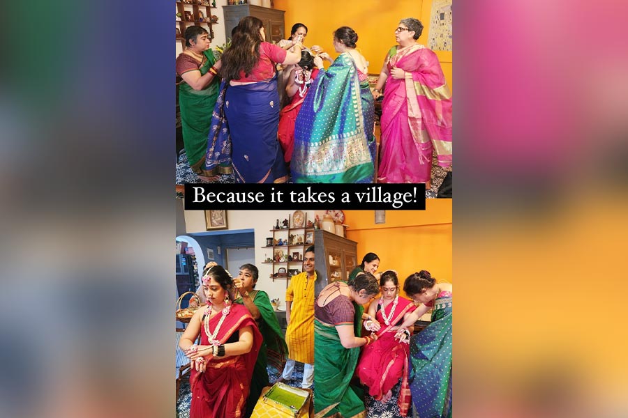 Ira sits on a chair and several women, including her mother Reena, adorn her with floral jewellery, bangles and a Maharashtrian nath. The couple are set to tie the knot on January 3, 2024. 