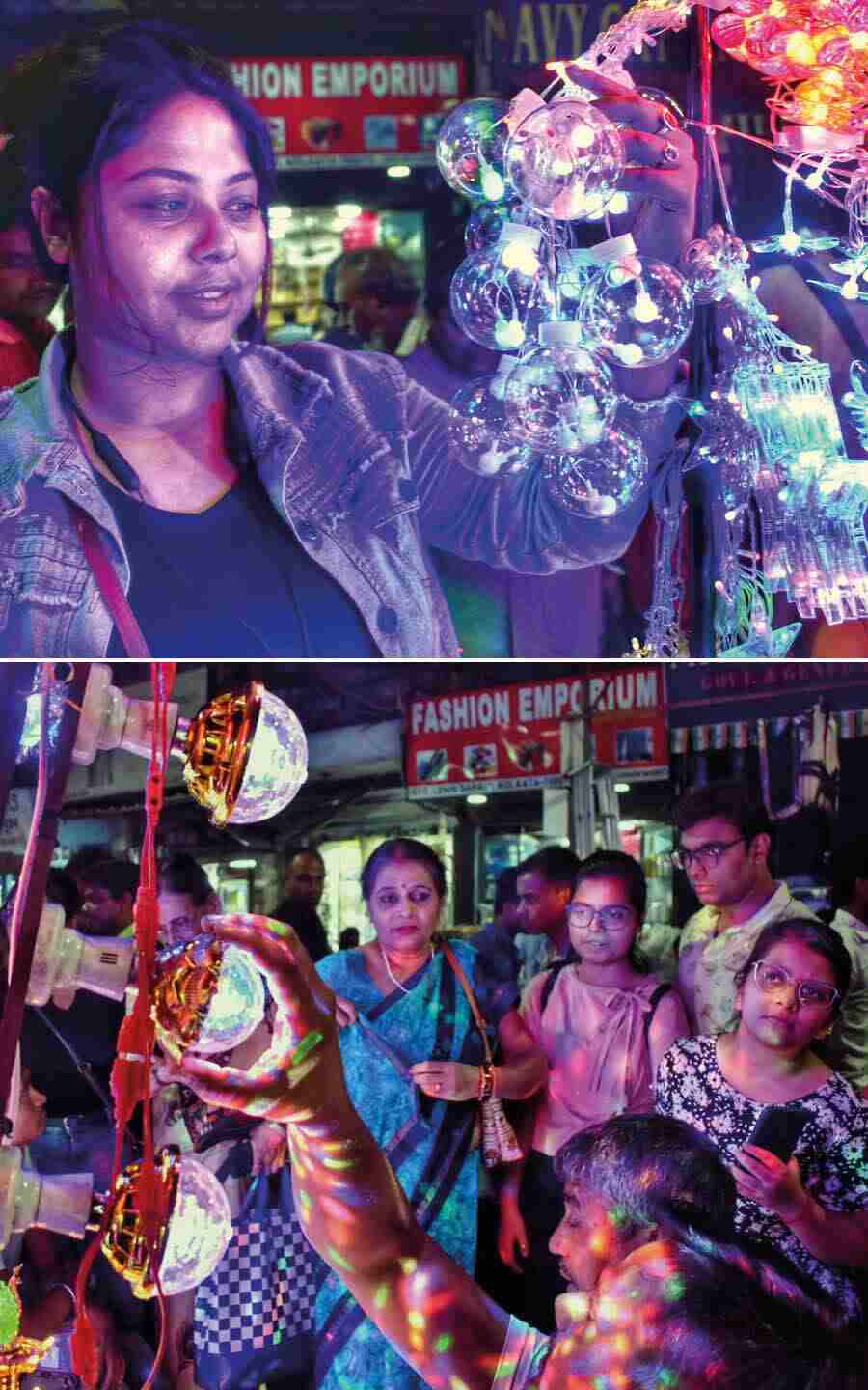 People scout Chandni Market for different and unique decorative LED lights. The market flaunts a wide variety of lights every year around Diwali   