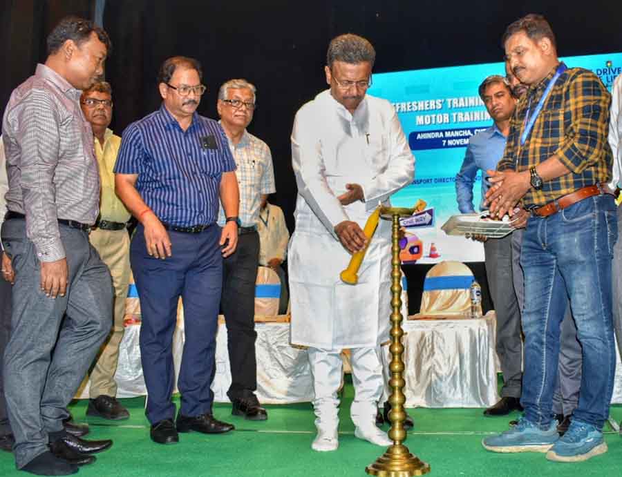 Kolkata Mayor Firad Hakim and other dignitaries were present at Ahindra Mancha to attend a function of the Motor Training School on Tuesday   