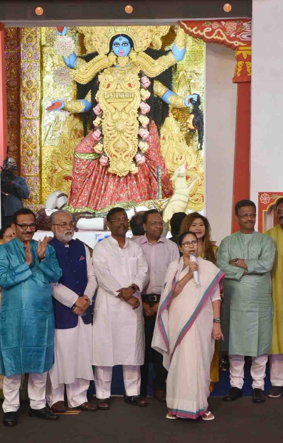 Chief minister Mamata Banerjee inaugurated the Kali Puja pandal of Janbazar Sammilita Kali Puja Samity on Wednesday  