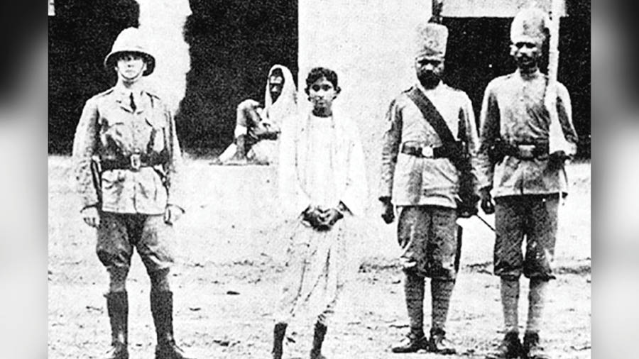 Khudiram Bose as a captive after the botched bombing of Magistrate Kingsford