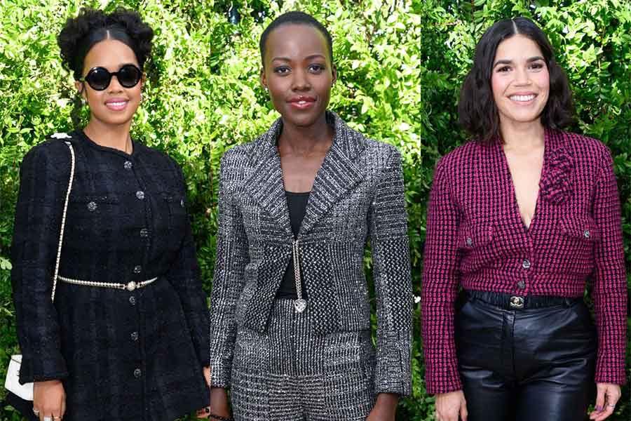 (L-R) H.E.R, Lupita Nyong’o and America Ferrera at Academy Women’s Luncheon 2023.