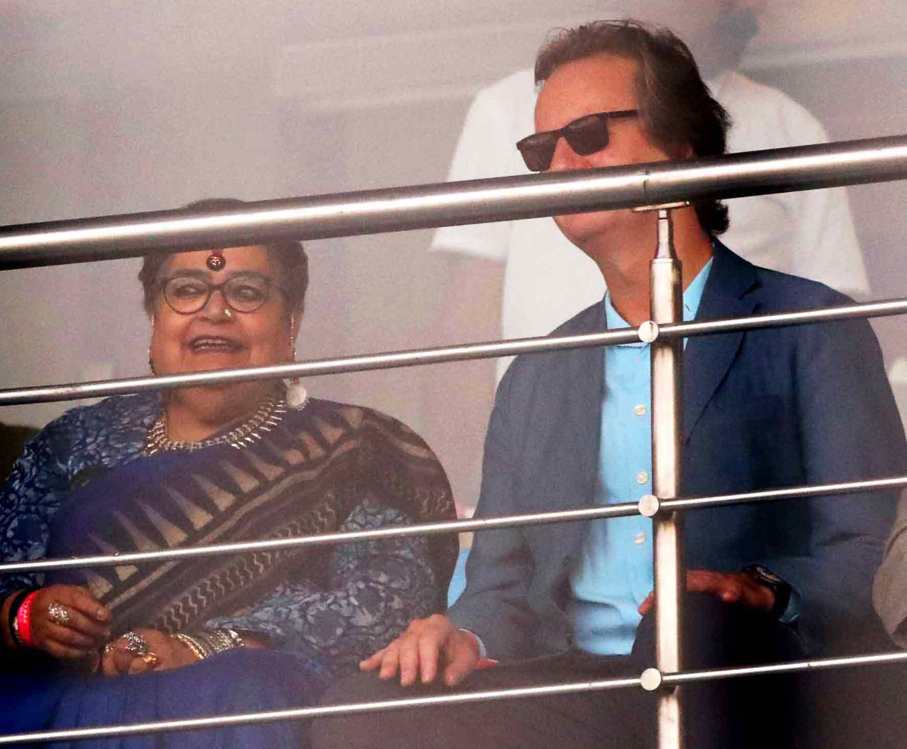Singer Usha Uthup was spotted at the stadium on Saturday afternoon