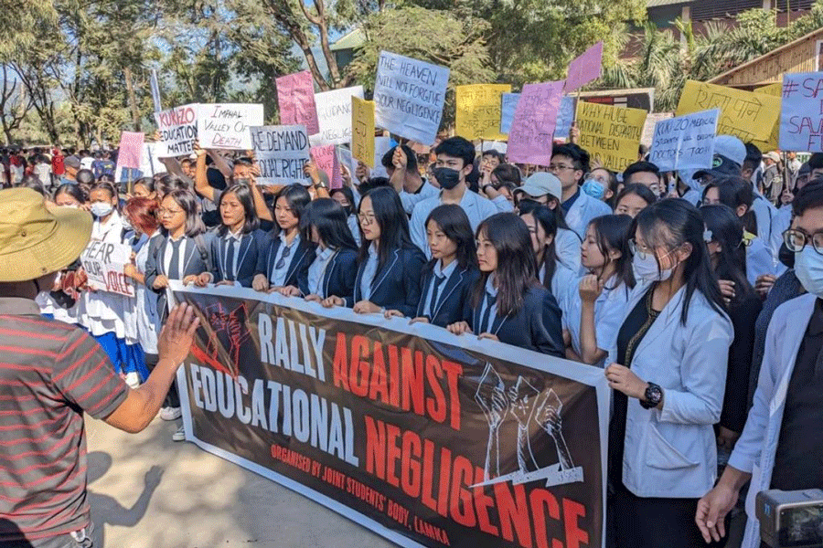 Kuki-Zo Students March in Manipur, Seeking Alternative Arrangements for Education Amidst Conflict