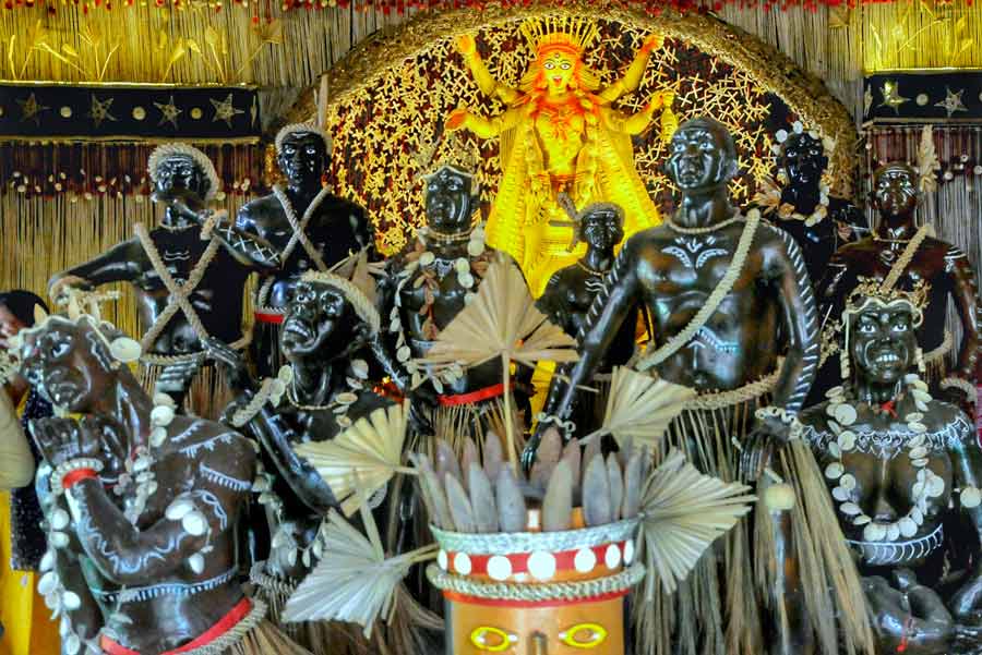 A Kali puja pandal in Dum Dum on Sunday  