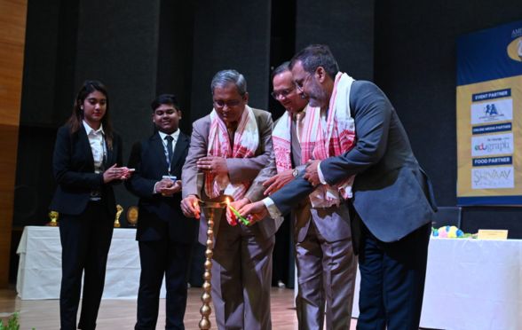 Justices Biswaroop Chaudhury and Biswajit Basu along with Dr Sanjay Kumar, Vice Chancellor of Amity University